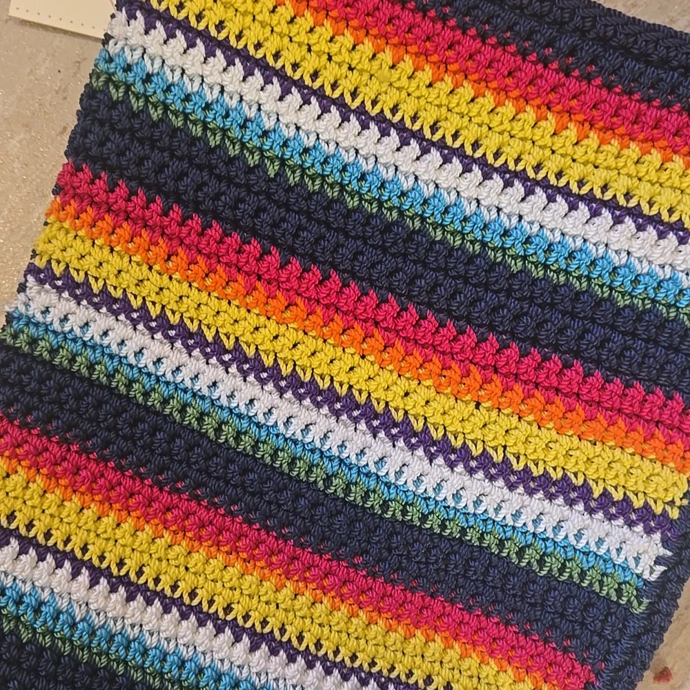 New Lina Multi-Color Striped Crochet Crossbody Bag - Picture 7 of 10